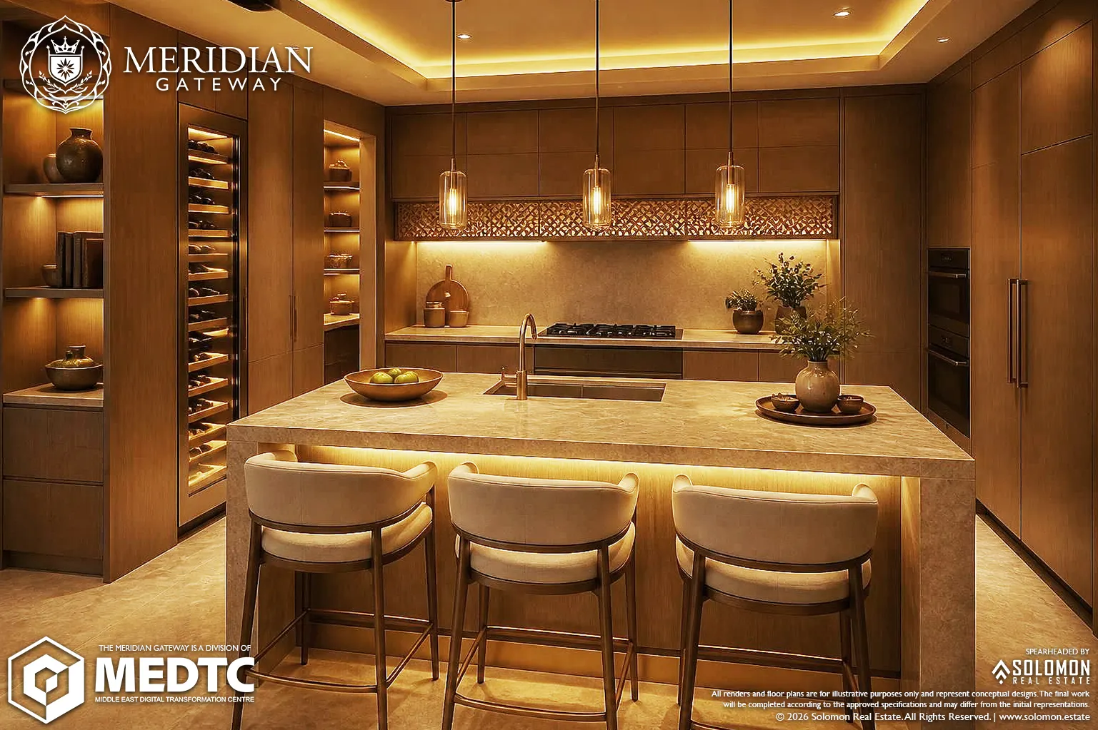 Typical 2-BR Apartment Floor Plan (125 m²) - Kitchen (12 m²) - Meridian Gateway