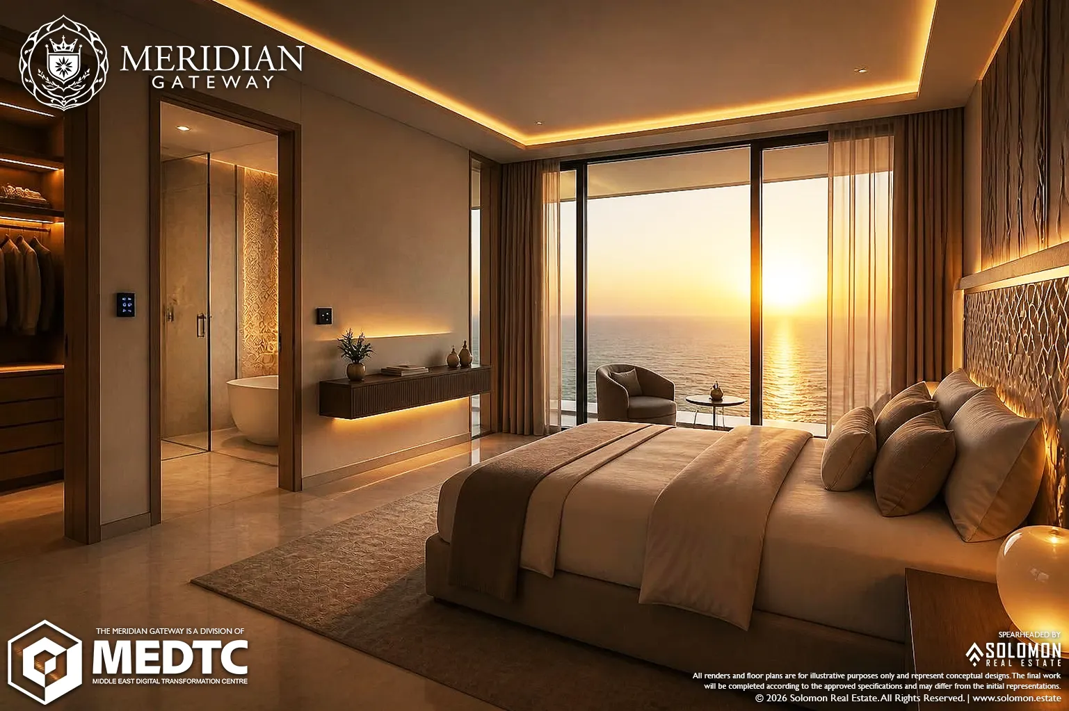 Typical 2-BR Apartment Floor Plan (125 m²) - Master Bedroom - Meridian Gateway