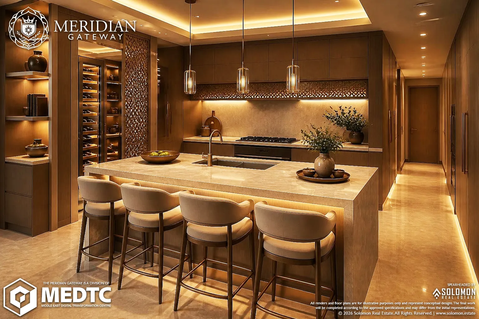 Typical 3-BR Standalone House Floor Plan (280 m²) - Gourmet Kitchen (16 m²) - Meridian Gateway